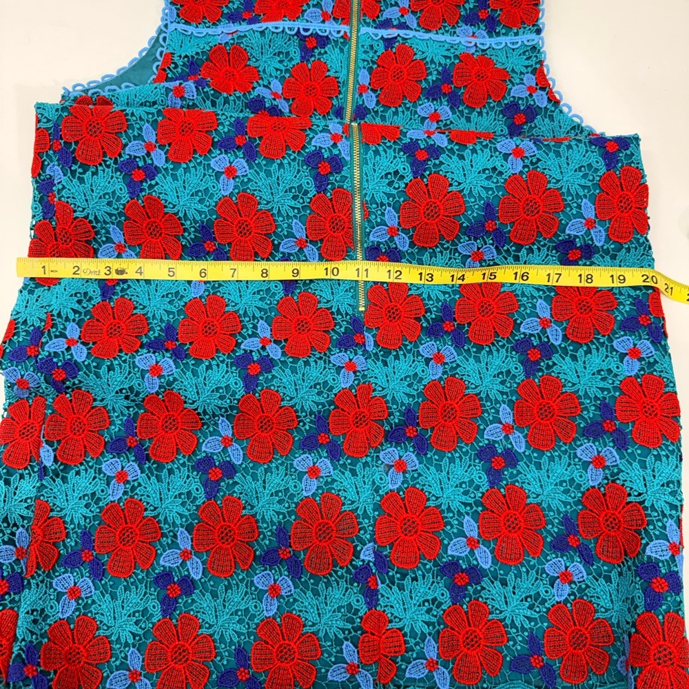Draper James Size 10 Floral Lace Dress Party Cocktail Sleeveless Red Blue Teal - Picture 11 of 11